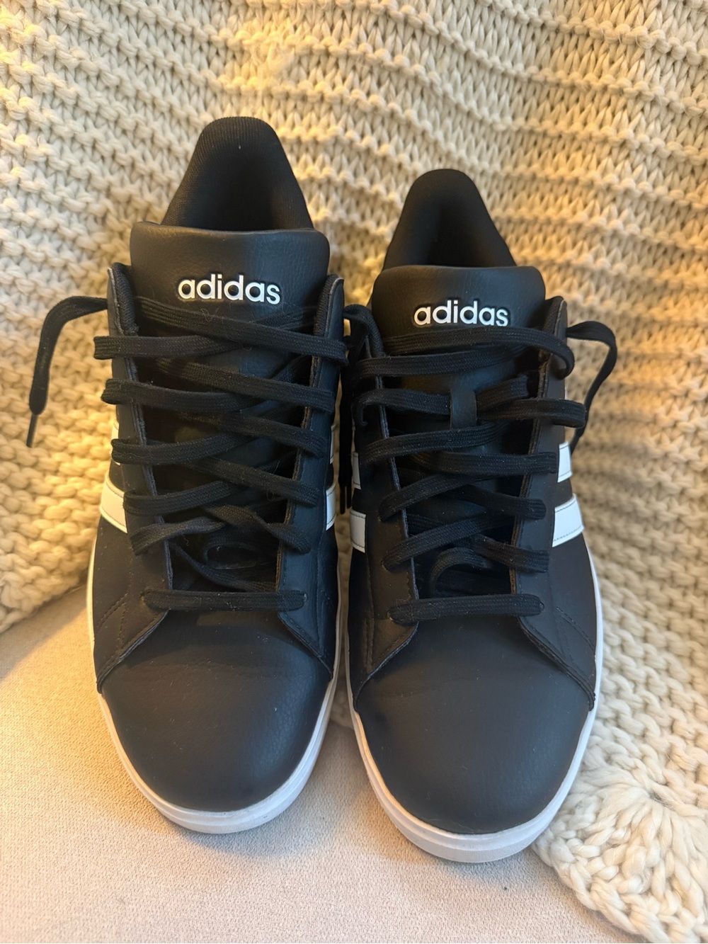 adidas Black Sneakers with White Stripes